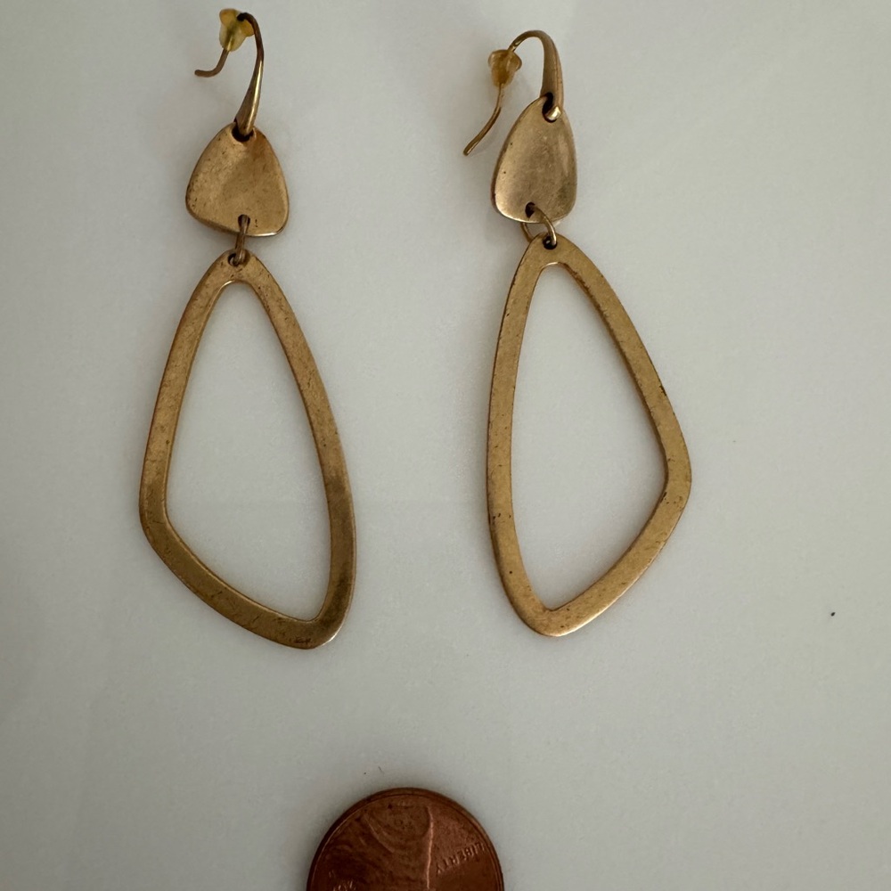 Kendra Scott Gold Geometric Dangle Earrings - Picture 4 of 4